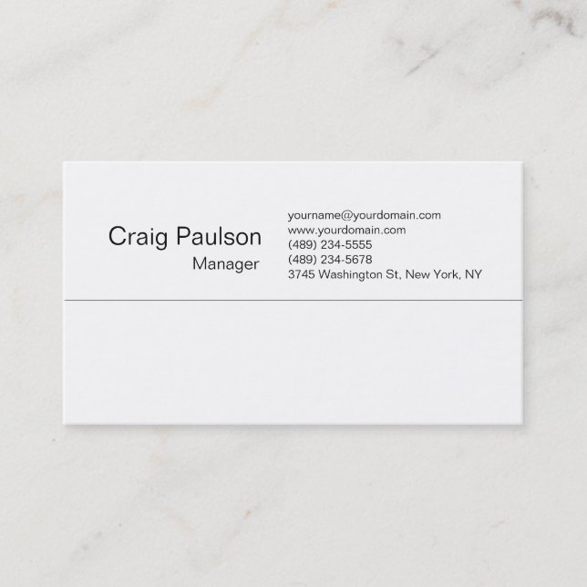 Contemporary Black White Attractive Business Card (Front)