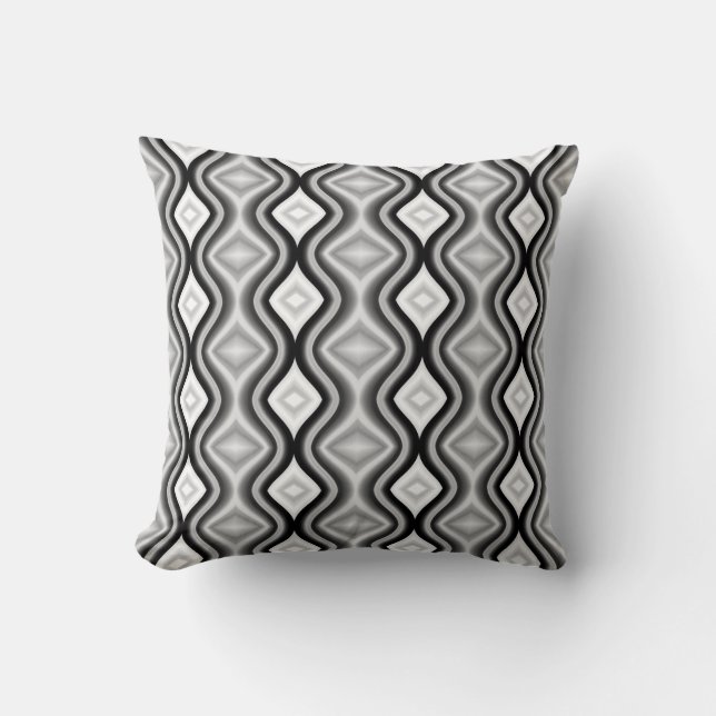 Contemporary Black White Diamond Pattern Throw Pillow (Front)