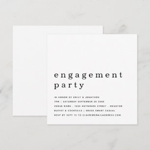 Contemporary Black White Engagement Party Invitation