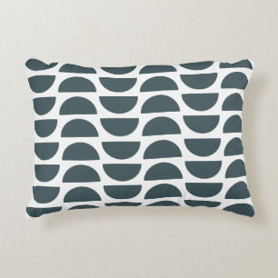 Contemporary Blue Abstract Geometric Print Accent Pillow