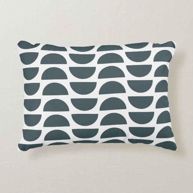 Contemporary Blue Abstract Geometric Print Accent Pillow (Front)