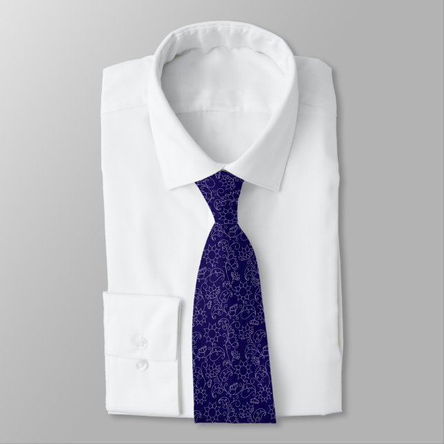 Contemporary Blue Abstract Necktie (Tied)