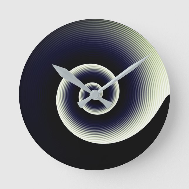 Contemporary Blue and Green Stylish Twirl Pattern Round Clock (Front)