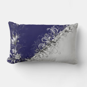 Contemporary Blue and Grey Decorative Lumbar Pillow