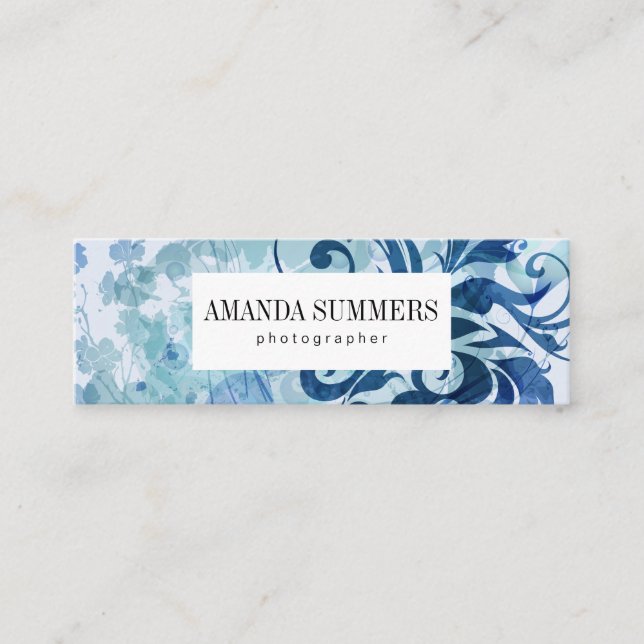 Contemporary Blue Artistic Mini Business Card (Front)