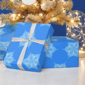 Contemporary Blue Snowflake Pattern Wrapping Paper