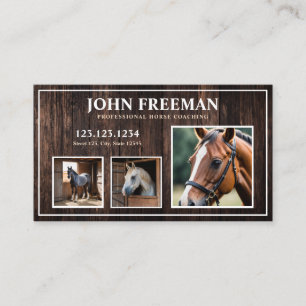 Contemporary Brown Wood Horse Photo Equine Business Card