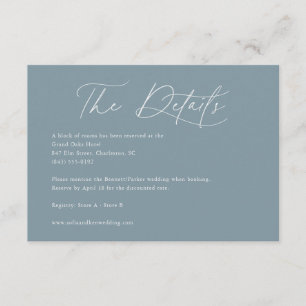 Contemporary Calligraphy Blue Wedding Details Enclosure Card