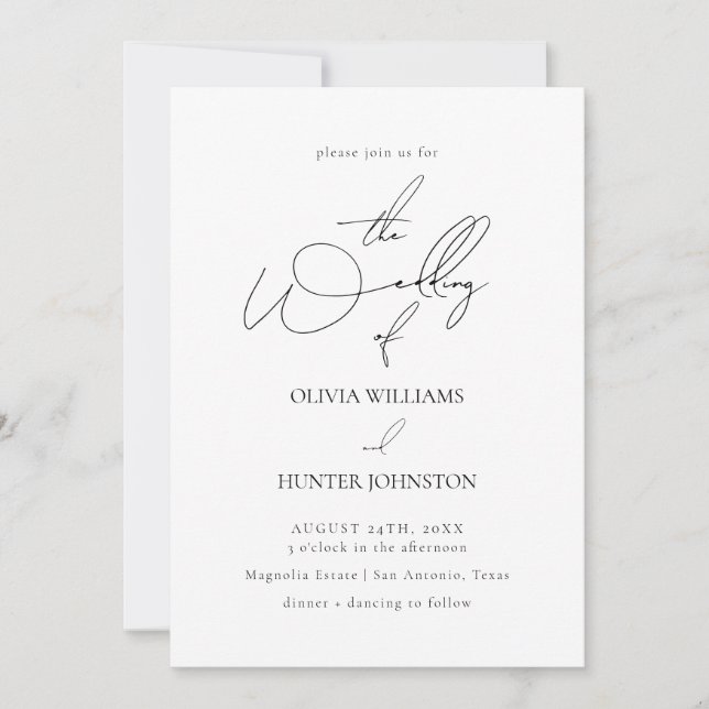 Contemporary Calligraphy Simple Wedding Invitation (Front)