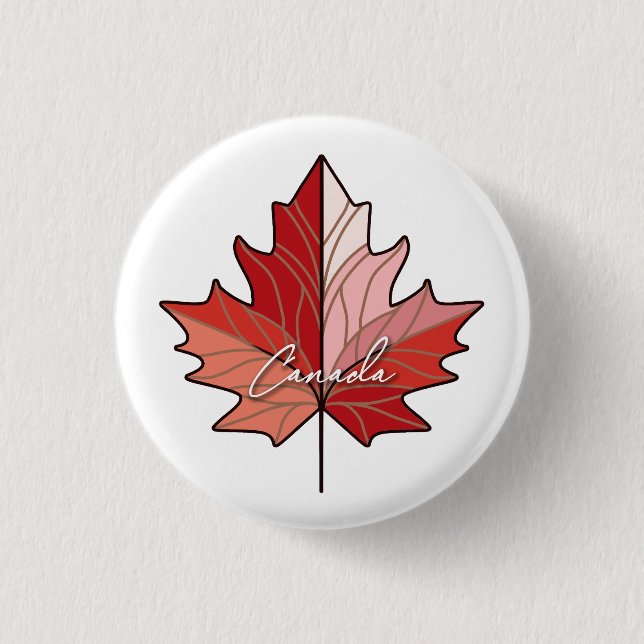 Contemporary Canadian Maple Leaf ID1071 1 Inch Round Button (Front)