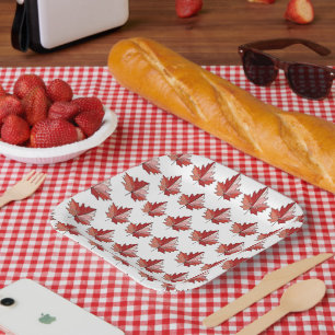 Contemporary Canadian Maple Leaf Pattern ID1071 Paper Plate