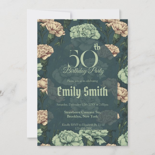 Contemporary Carnation Aesthetic Party Invitation (Front)