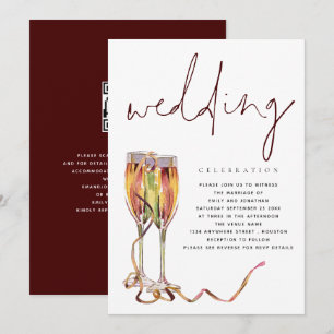 Contemporary Champagne Flutes Wedding  Invitation