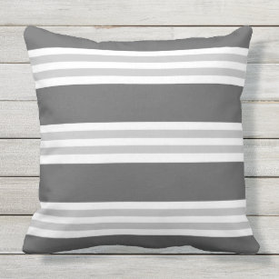 Contemporary Charcoal Grey striped Outdoor Pillow