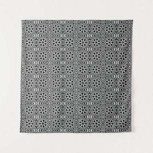 Contemporary Chic Black & White Geometric Pattern Tapestry