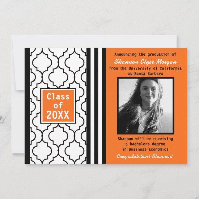 Contemporary Chic Graduation Photo Announcement 5 (Front)