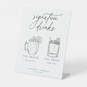 Contemporary Chic Minimalist Signature Drinks Pedestal Sign