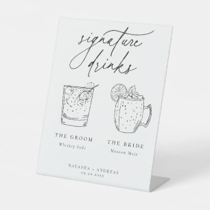 Contemporary Chic Minimalist Signature Drinks Pedestal Sign
