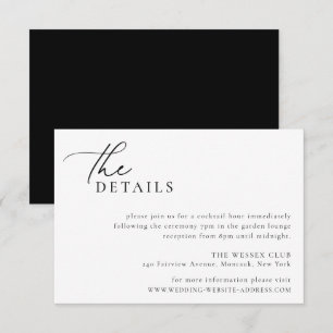 Contemporary Chic Minimalist Wedding Details Card