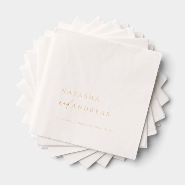 Contemporary Chic Minimalist Wedding Foil Napkins (Insitu (Stacked))