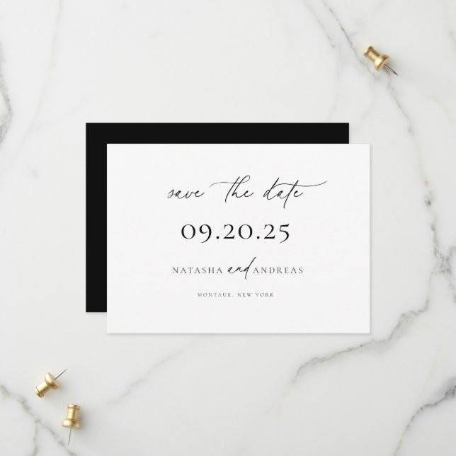 Contemporary Chic Minimalist Wedding Save The Date (Front/Back In Situ)