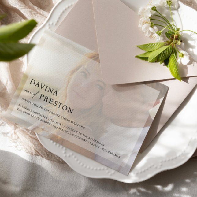 Contemporary Chic Script Horizontal Photo Wedding Invitation (Creator Uploaded)