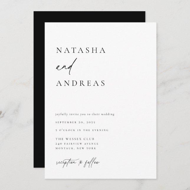 Contemporary Chic Wedding Invitation (Front/Back)