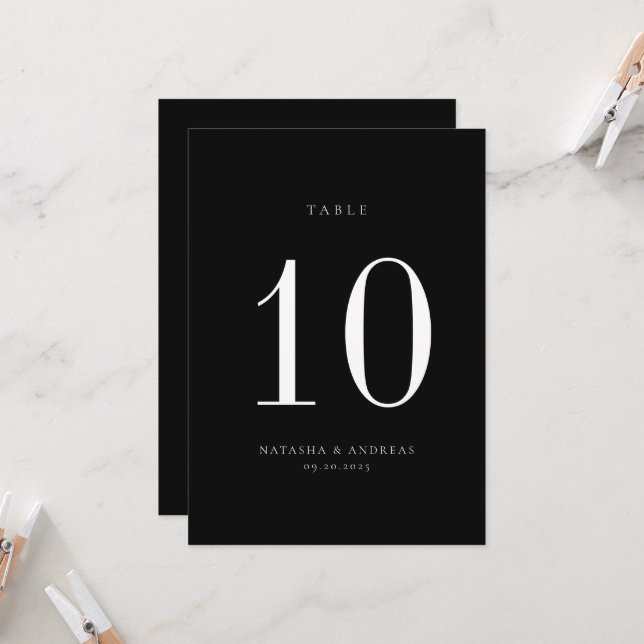 Contemporary Chic Wedding Table Number Card (Front/Back In Situ)