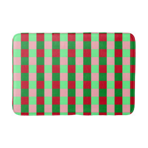 Contemporary Christmas Chequerboard Pattern Bath Mat