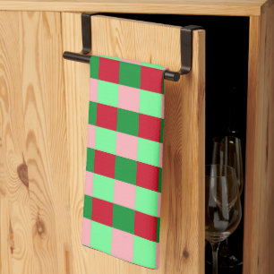 Contemporary Christmas Chequerboard Pattern Kitchen Towel