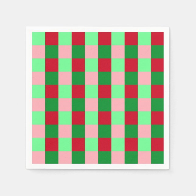Contemporary Christmas Chequerboard Pattern  Napkin (Front)