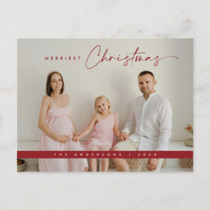 Contemporary Christmas Greeting, Family Photo Postcard