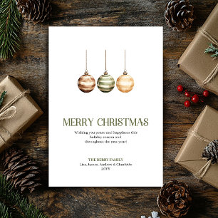 Contemporary Christmas Ornament Earth Tone Holiday Card