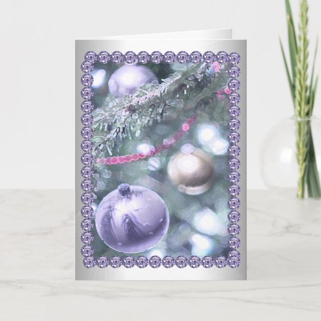 Contemporary Christmas Ornaments Holiday Card (Front)