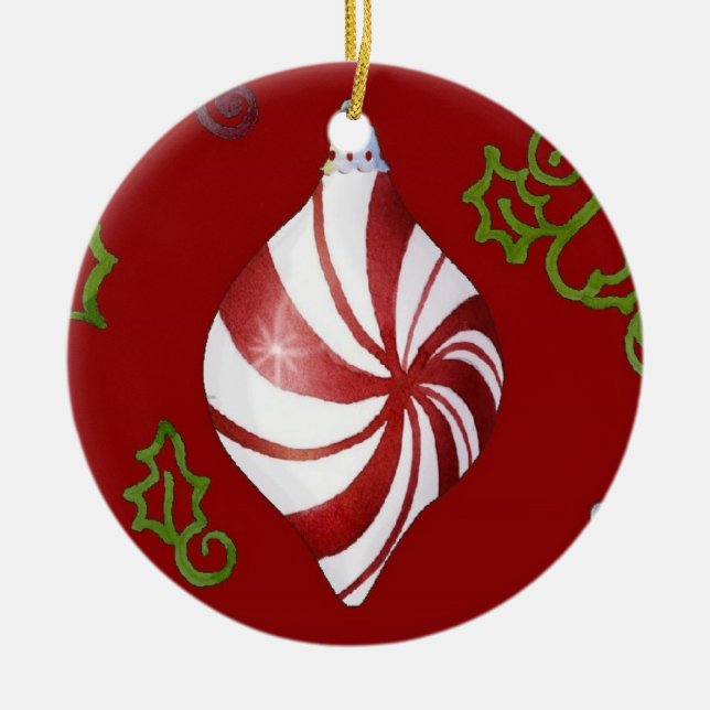 Contemporary Christmas Peppermint Candy Ornament (Front)