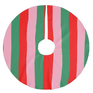 Contemporary Christmas Stripes  Brushed Polyester Tree Skirt