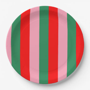 Contemporary Christmas Stripes  Paper Plate