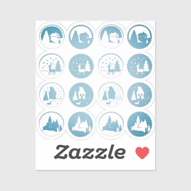 Contemporary Christmas Winter Scene Set Smoky Blue (Sheet)