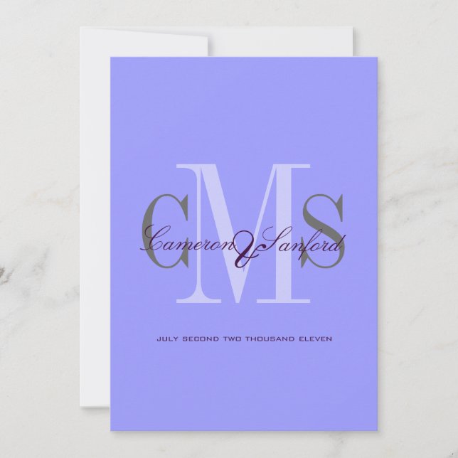 Contemporary + classy monogram Wedding Invitations (Front)