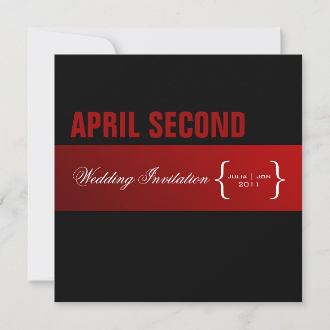 Contemporary + classy/red + black invitation (Front)