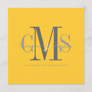 Contemporary + classy/yellow + grey invitation