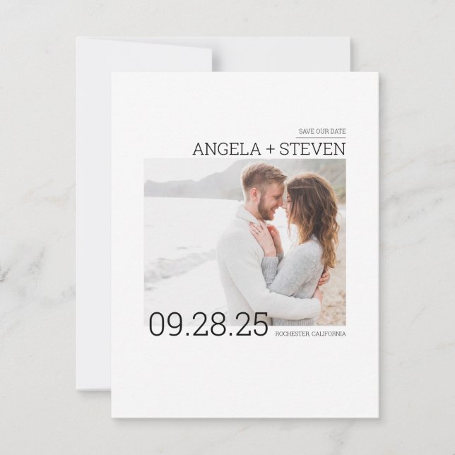 Contemporary Clean Minimalist Save the Date Photo (Front)