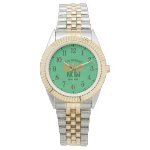 CONTEMPORARY CLEAN NICE GOLD SILVERY EMERALD GREEN WATCH