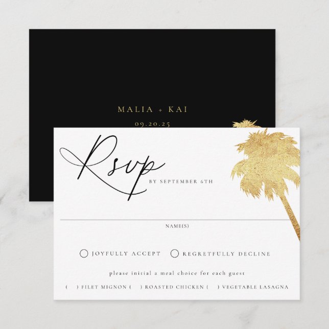 Contemporary Coastal Chic Meal Choice Wedding RSVP Card (Front/Back)