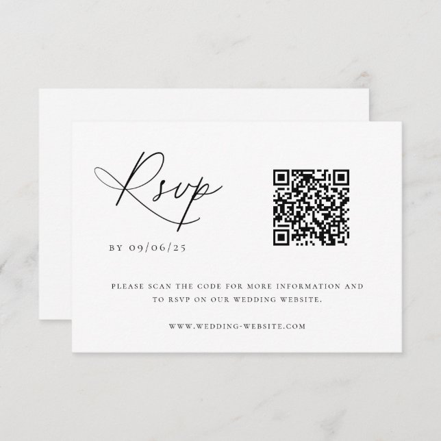Contemporary Coastal Chic Wedding QR Code RSVP Card (Front/Back)