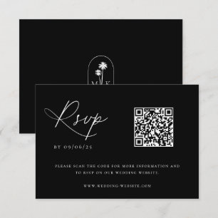 Contemporary Coastal Chic Wedding QR Code RSVP Card