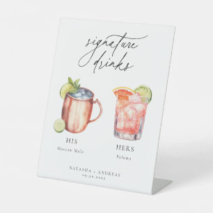 Contemporary Cocktails Signature Drinks Pedestal Sign