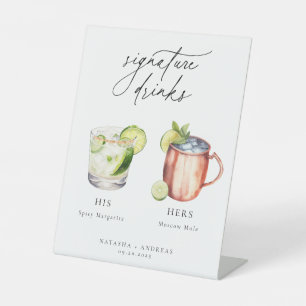 Contemporary Cocktails Signature Drinks Pedestal Sign