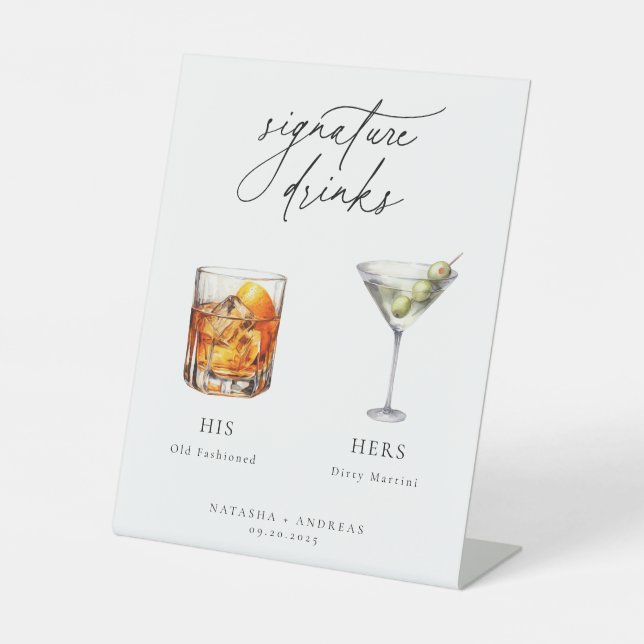 Contemporary Cocktails Signature Drinks Pedestal Sign (Front)