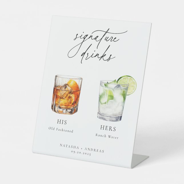 Contemporary Cocktails Signature Drinks Pedestal Sign (Front)